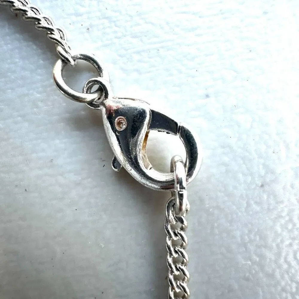 Silver triple pendant necklace silver tone